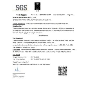 Wuhu Sunny Furniture Co., Ltd. Certifications