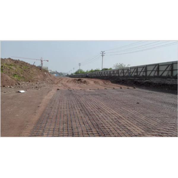 Creep Resistant Polyester Geogrid Geosynthetic Material In Soft Foundation 50-100m Length