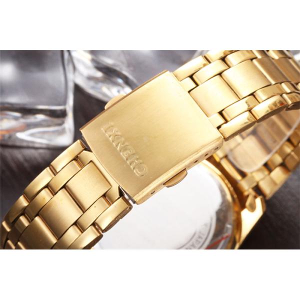 Black White Full Gold Rhinestone Wristwatch Men's Watch Stainless Steel Watches for Man