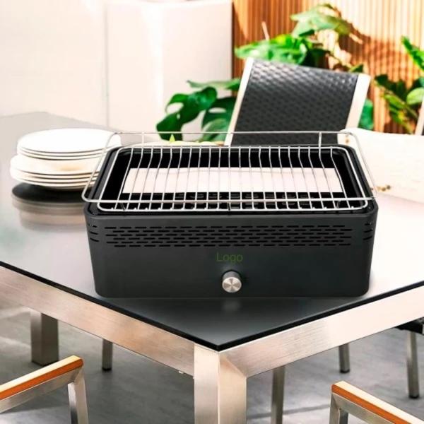 Portable Mini Stainless Steel Tabletop BBQ Charcoal Lotus Grills 34X25.5CM For Outdoor