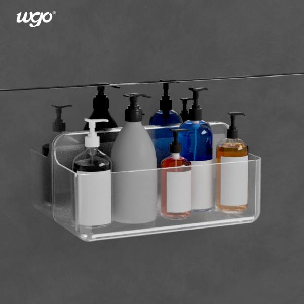 WGO Clear Shower Caddy Bathroom Suction Hooks Adhesive Wall Screws Fittings