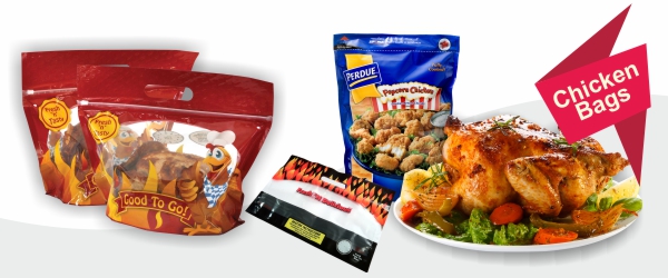 Chicken Packaging Bags Resealable Rotiserrie Chicken pouch Bags, Anti Fog, Grill, Oven, Roasted, Hot meat Bag Packing With Window