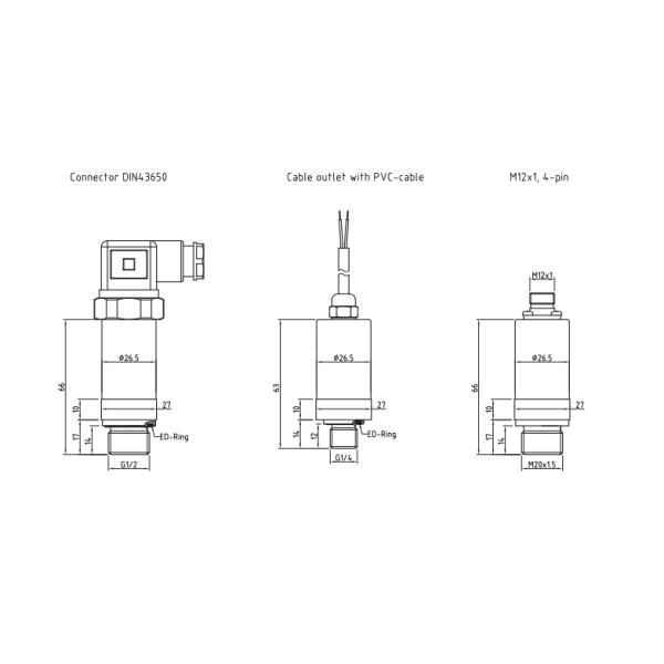 PT216 Pressure Measurement Sensor , Liquid Pressure Sensor With Ceramic Sensor Cell