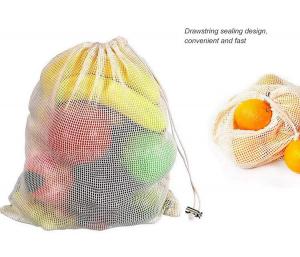 Quality ISO9003 Reusable Fruit And Veg Bags , SMETA Biodegradable Cotton Mesh Grocery Bags wholesale
