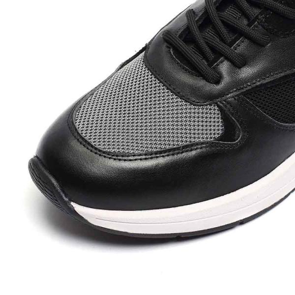 Pigskin Lining Euro 39 Size Anti Skid Leather Sneakers Black Grey