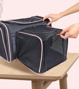 China OEM / ODM Custom Expandable Pet Carrier Clear Breathable Pet Cat Bag For Travel on sale