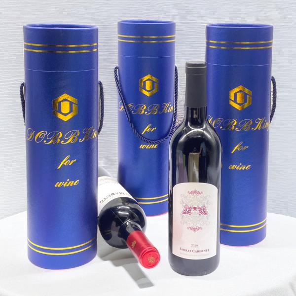 Gold Foil Paper Box Packaging Custom Logo Tube Wine Packaging Box