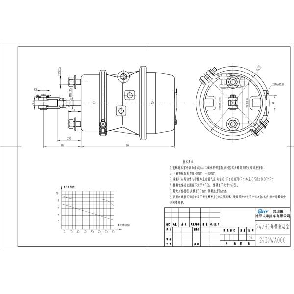 Brake Chamber T2430 Double Diaphragm Chamber T2430 DD-L For Axles With Drum Brakes