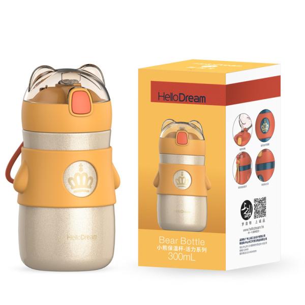 Personalized 300ml Travel Insulated Kids Water Bottle Cup With Straw