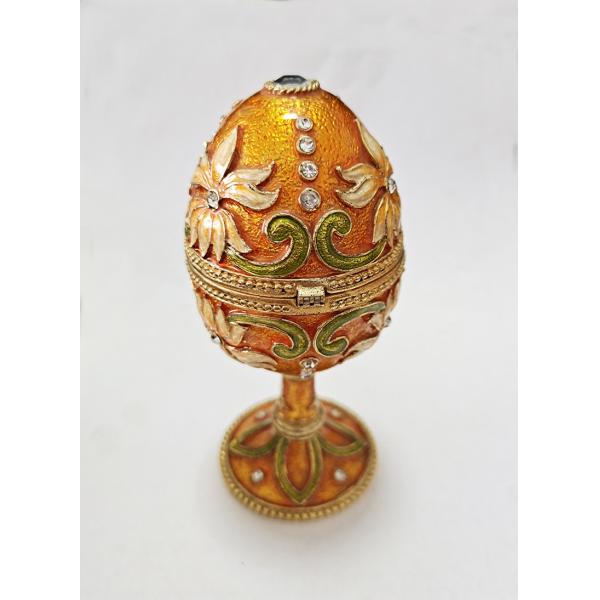Hand Painted Enameled Faberge Egg Style Decorative Hinged Jewelry Trinket Box Unique Gift Home Decor Jewelry Box