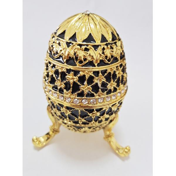 Decorative Earring Ring Trinket Holder Box Hand Painted Faberge Egg Style Hinged Jewelry Storage Case for Home Ornament