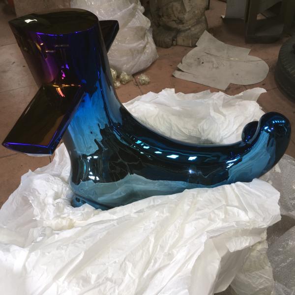 Interior Metal Art Sculptures Gem Blue Abstract Metal Sculptures Stainless Steel 316 Electroplated