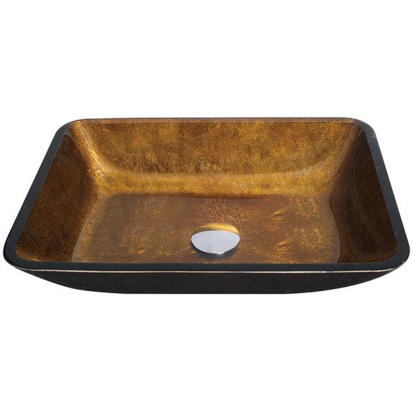 Bathroom Rectangular Handmade Wash Basins Copper Gold Top Mount Vessel Sink
