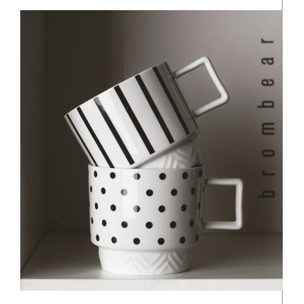 Experience The Elegance Of Black And White Ceramic Mug Coffee Cup For Business Gifts