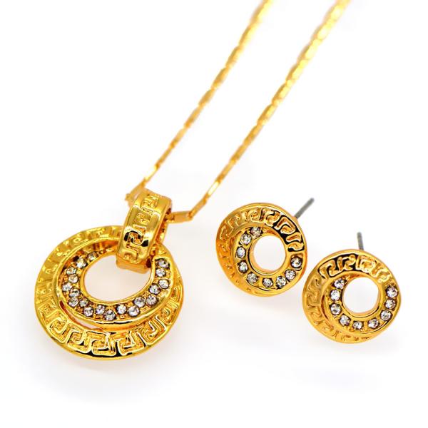 Vintage jewelry Pendants Necklaces Earrings Set For Women 18K Real Gold Plated