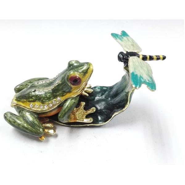 Pewter alloy gold plated Frog Jeweled Trinket Box Golden plated enamel fashion frog pewter box