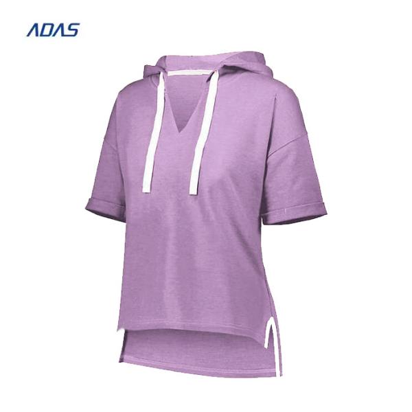 Sublimation Workout Essential Knitted Womens Polyester Tshirt Hoodie Set With Slim Fit