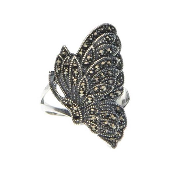 Women Vintage Butterfly Thai 925 Silver Marcastie Ring(MKS20213)