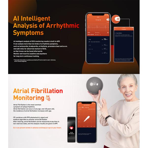 RoHS Fitness Tracker ECG Sensor Smartwatch