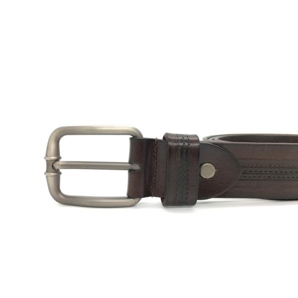 3 Lines Stitch Mens Leather Dress Belt Pin Buckle 1.5 Wide Black And Brown Color