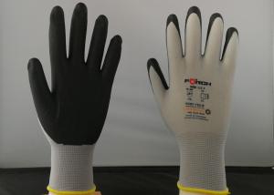 Quality Low DMF Nitrile Grip Gloves , Nitrile Foam Coated Gloves High Elastic Nylon Liner wholesale