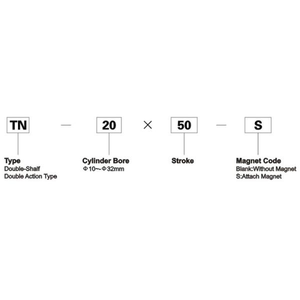 TN double shaft Pneumatic cylinder, Φ10mm,Φ16mm,Φ20mm,Φ25mm,Φ32mm
