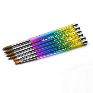 Triangular Kolinsky Nail Brushes Aluminum Handle Nail Art Tool