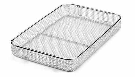 Customized Color Stainless Steel Mesh Tray Corrosion Resistance With Drop Handles