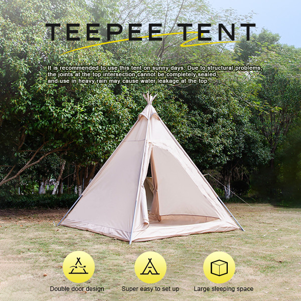 Spacious Teepee Style Camping Outdoor Tents Camping Picnic Tents With Double Doors
