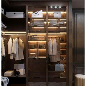 Waterproof Glass Door Wardrobes E1 16mm Carcase Thickness