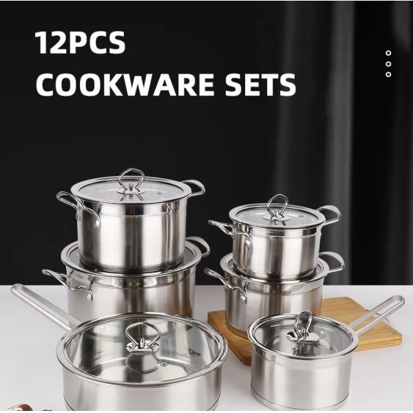 High Quality Kitchen Warethree-layer Double Bottom Stainless Steel Cookingware Set Cookware Set Cooking Pot And Pans Set