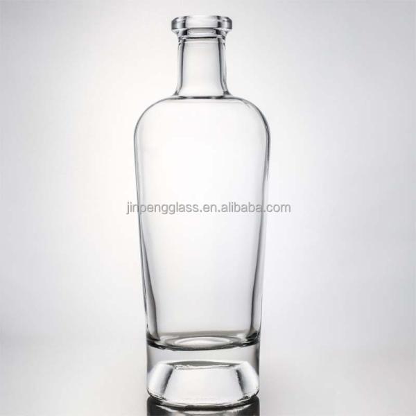 Glass Collar Vodka Whisky Gin Rum Bottle 375 ml 500 ml 700 ml 750 ml 1000 ml with T Cork