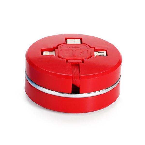 Micro USB TYPE-C iPhone 3 in 1 rounded Retractable Fast Charging USB Data Cable for android and iPhone7 8