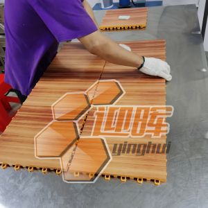 Temporary Plastic Wood Floor Tiles Outdoor Basketball Tennis Pickleball Courts