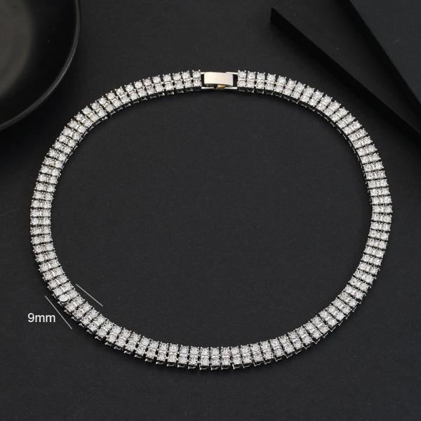 Fashion 2Rows 9mm Tennis Necklace Hiphop Chain Necklaces for Men Women Neckaces For Women Jewelry Gift