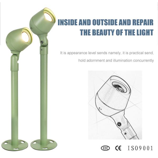 Colored LED Lawn Lights Garden 12W 110x75x490MM 3000K Green 120 Degree