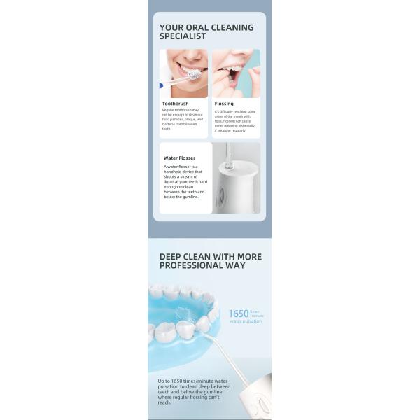 2000mAh Dental Water Flosser Ergonomics Oral Health Cordless Water Flosser