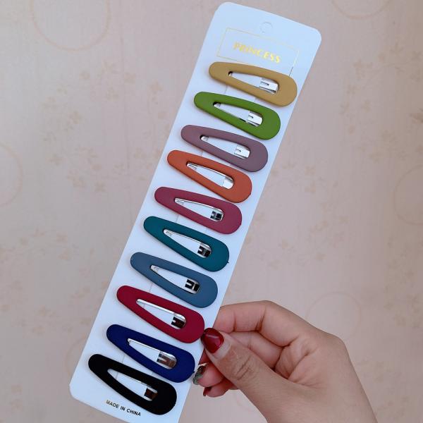 Metal Decorative Hair Clips Grips Kids Girl Jewelry Set BB Side Frosted Acrylic 10pcs/Set