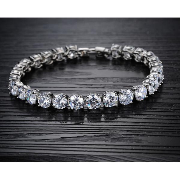 Silver Plated Princess Cubic Zironia Tennis Bracelet Women Wedding Jewelry(JKS408WHITE)