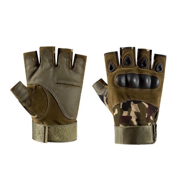 Hard Knuckle Combat Half Finger Tactical Gloves Shock Resistant For Hiking Shooting