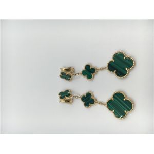 18K Gold Luxury jewe factory earrings 3 motifs malachite 18K yellow gold jewelry