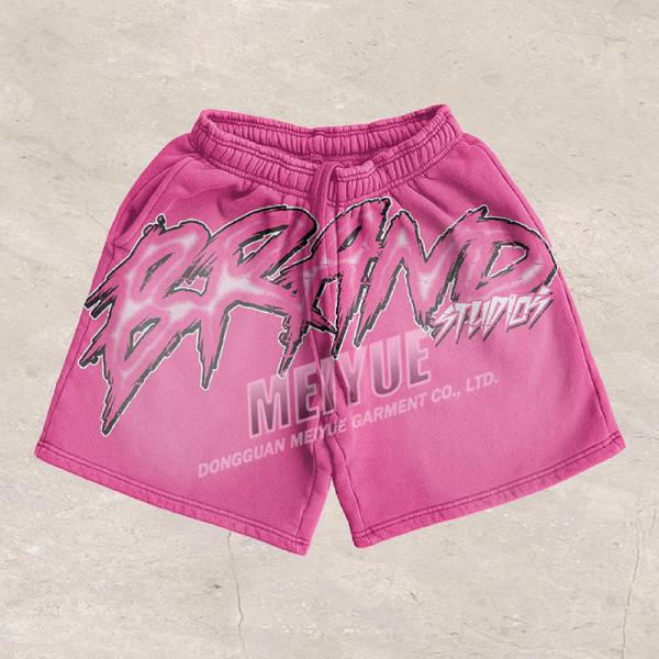 Summer Track Suit Boxy Dtg Crack Screen Print Cropped Acid Wash Vintage Tshirt Shorts Set 2 Piece Short Set Custom Logo