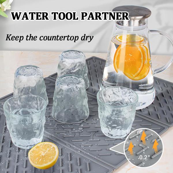 Silicone Collapsible Trifold Dish Drying Mat For Kitchen Counter Extra Large Dish Drainer Mat Compact &Foldable Design