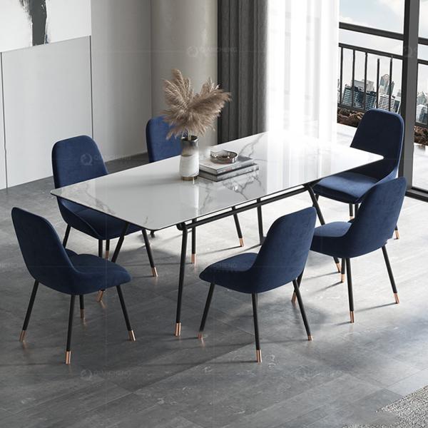 10 Seater SS Dining Tables Metal Stainless Steel Leg Ceramic Tile Or Marble Top