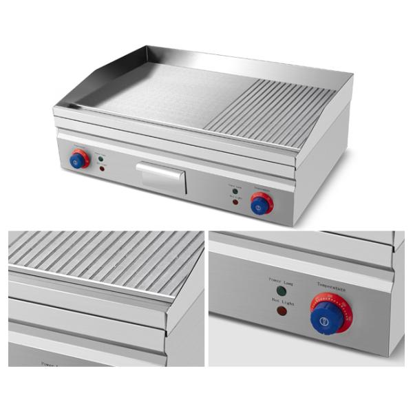 Small Commercial Griddle For Hotel Electric 1/3 Grooved Grill With Mirror Grilled Plate