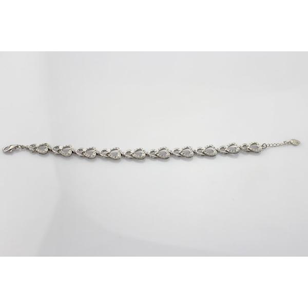 Sterling Silver Pave Clear CZ Diamonds Heart Tennis Bracelet (B03)