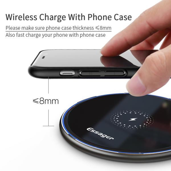 Essager 2022 Mirror Desktop Wireless Mobile Phone Charger Fast Qi Wireless Charger 10W