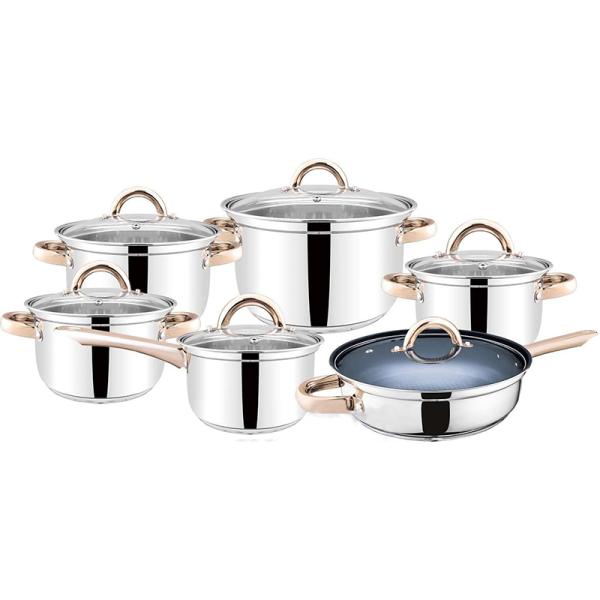 Stainless Steel 201 Material 12pcs Cooking Pots And Pans