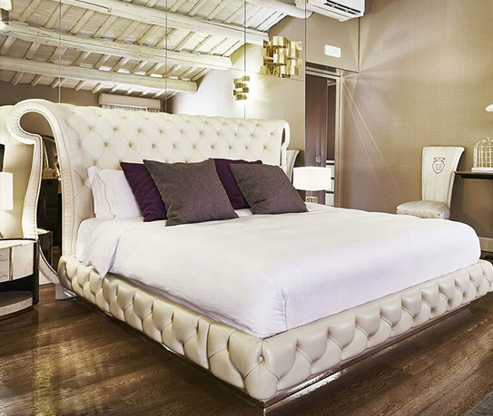 2.4m Luxury King Platform Bed Titanium Modern Bedroom Furniture Sets 1.34m