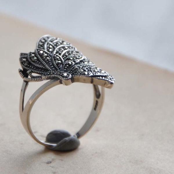 Women Vintage Butterfly Thai 925 Silver Marcastie Ring(MKS20213)